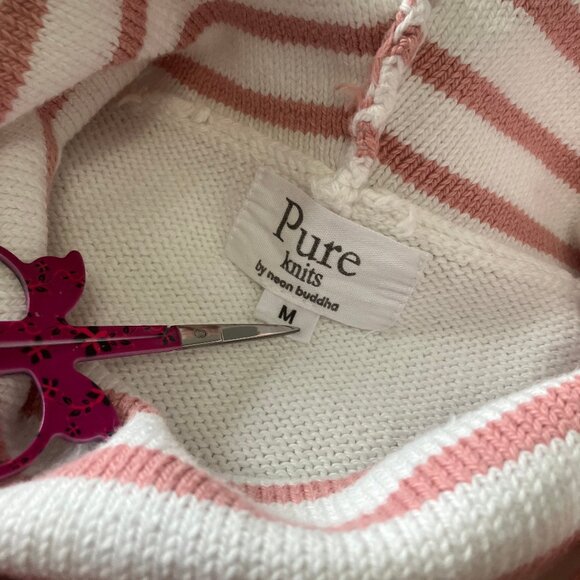 Pure Knits by Neon Buddha | 100% Cotton Pink/White Long Sleeve Pullover - Size M - Picture 4 of 12